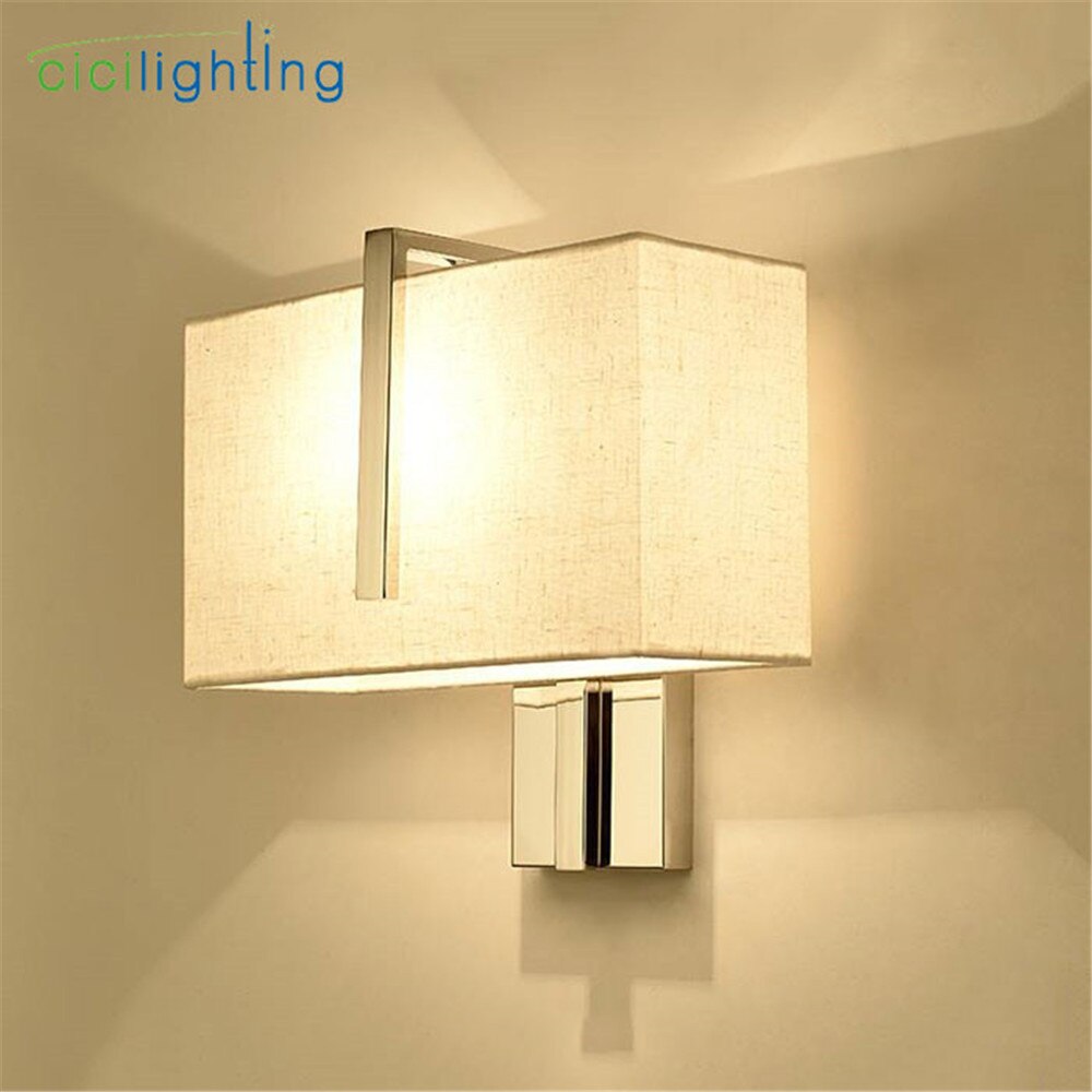 Stainless Steel & Cream Fabric Shade LED Wall Lamp
