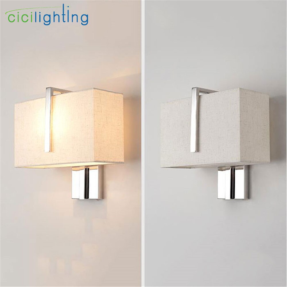 Stainless Steel & Cream Fabric Shade LED Wall Lamp